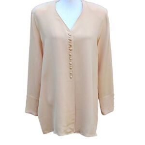 Caroline Kendrick 100% Silk Yellow Beige Blouse 12